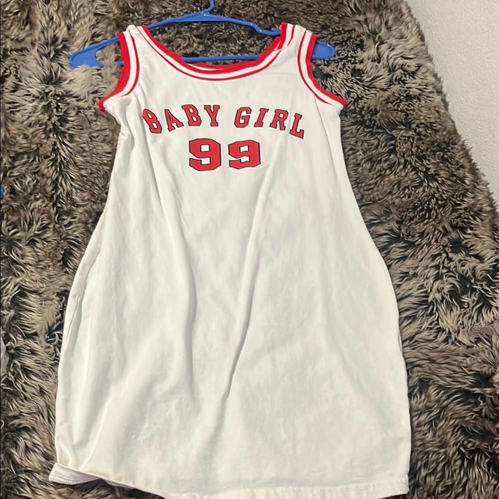 SHEIN White and Red Sleeveless Dress